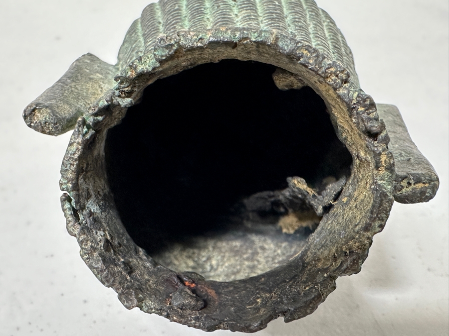 Old Bronze Buddha Head Statue 4H [Photo 9]