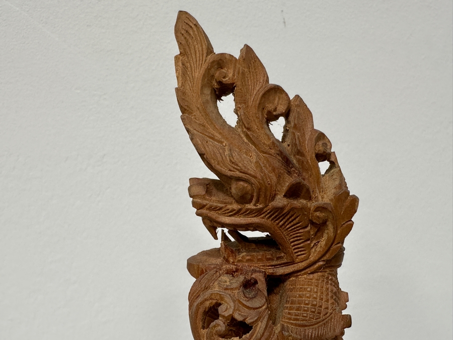 Just Added - Hand Carved Wooden Buddha Statue 12H And Pair Of Hand Carved Wooden Ganesha Statues 3H [Photo 7]