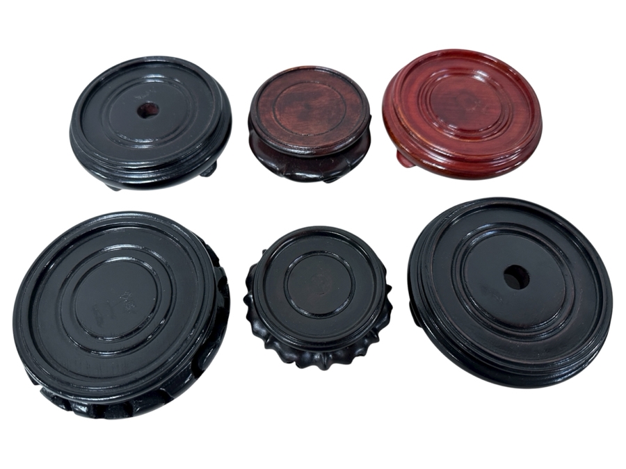 Just Added - (6) Chinese Wooden Stands 2.5'W To 3.5'W