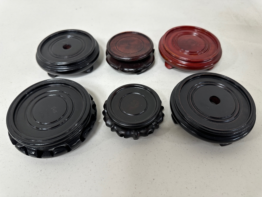 Just Added - (6) Chinese Wooden Stands 2.5'W To 3.5'W [Photo 2]