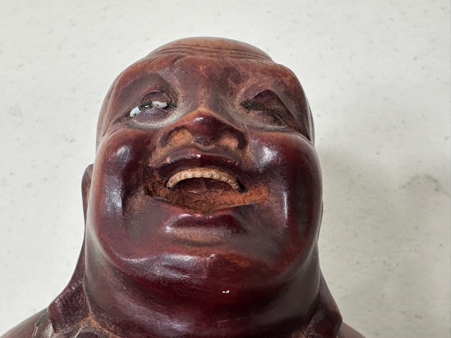 Just Added - Carved Wooden Laughing Buddha 5H [Photo 10]