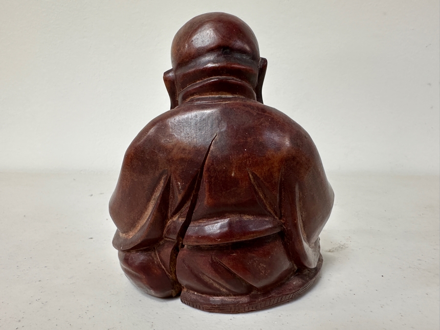 Just Added - Carved Wooden Laughing Buddha 5H [Photo 5]