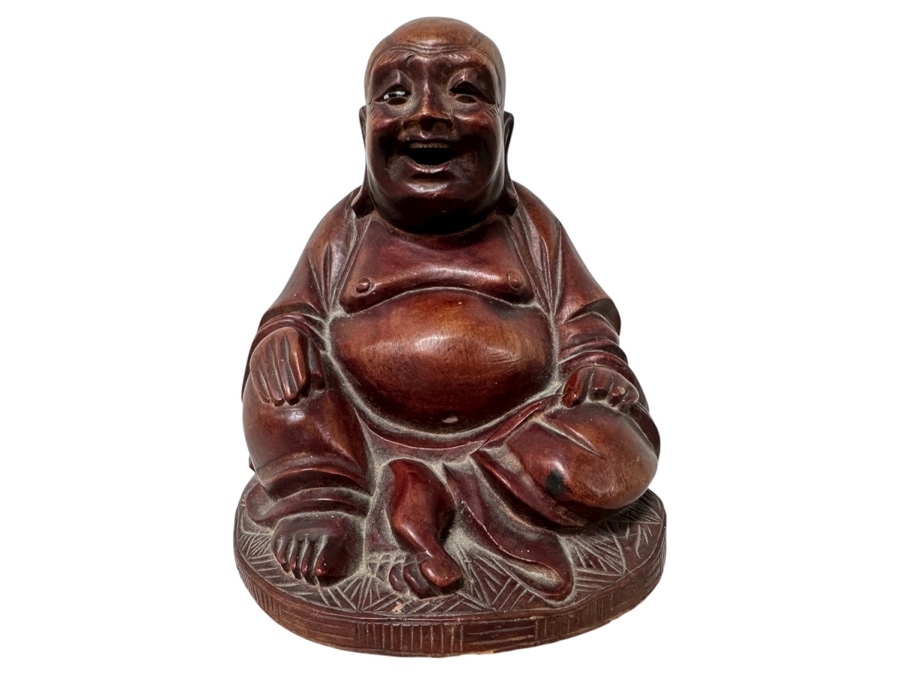 Just Added - Carved Wooden Laughing Buddha 5H
