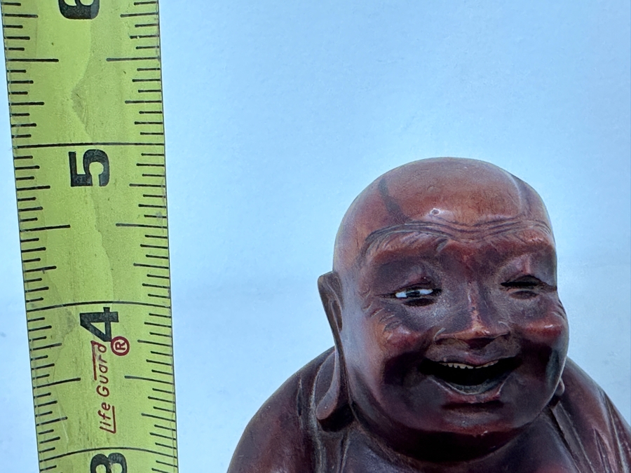 Just Added - Carved Wooden Laughing Buddha 5H [Photo 11]