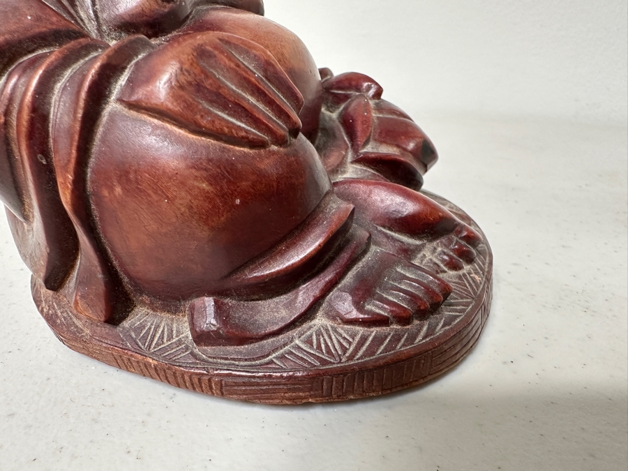 Just Added - Carved Wooden Laughing Buddha 5H [Photo 8]