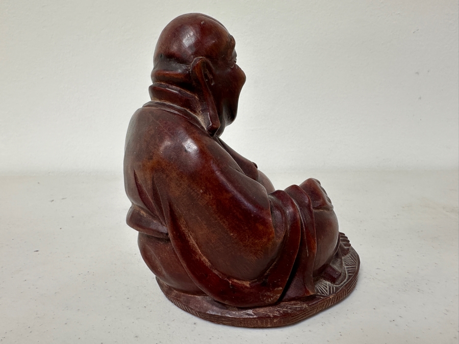 Just Added - Carved Wooden Laughing Buddha 5H [Photo 6]