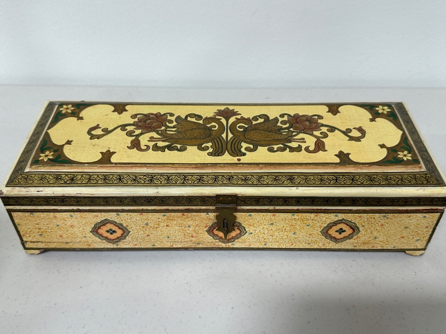 Just Added - Vintage Hand Painted Wooden Box 12W X 4.5D X 3H [Photo 2]