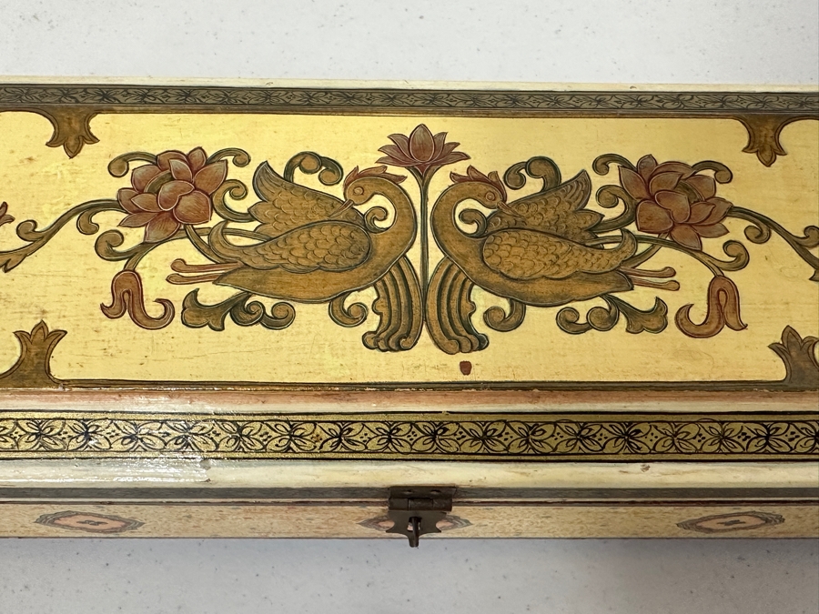 Just Added - Vintage Hand Painted Wooden Box 12W X 4.5D X 3H [Photo 3]