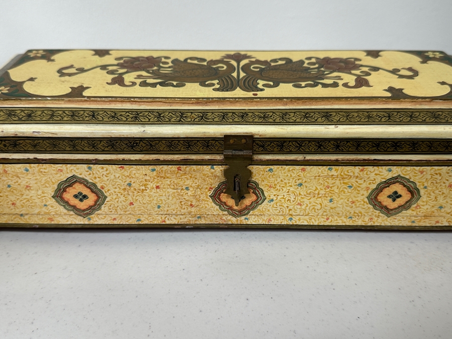 Just Added - Vintage Hand Painted Wooden Box 12W X 4.5D X 3H [Photo 4]