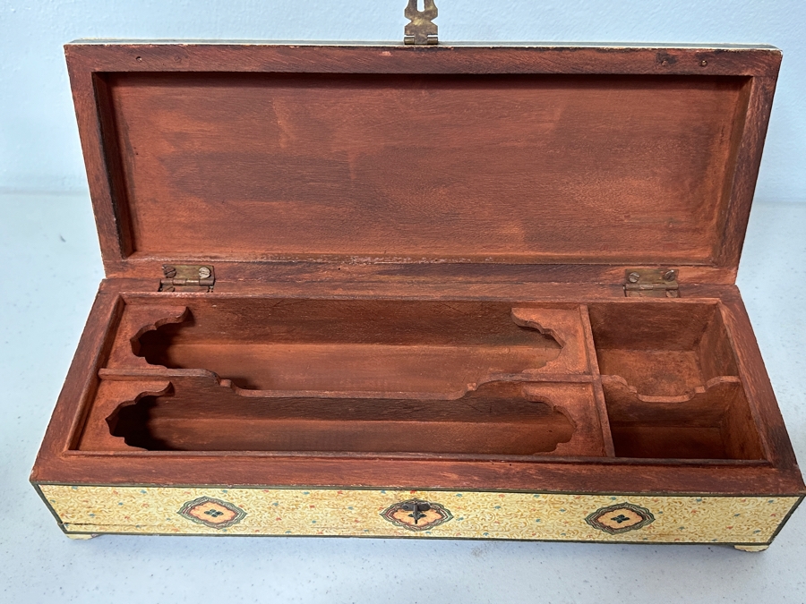 Just Added - Vintage Hand Painted Wooden Box 12W X 4.5D X 3H [Photo 8]