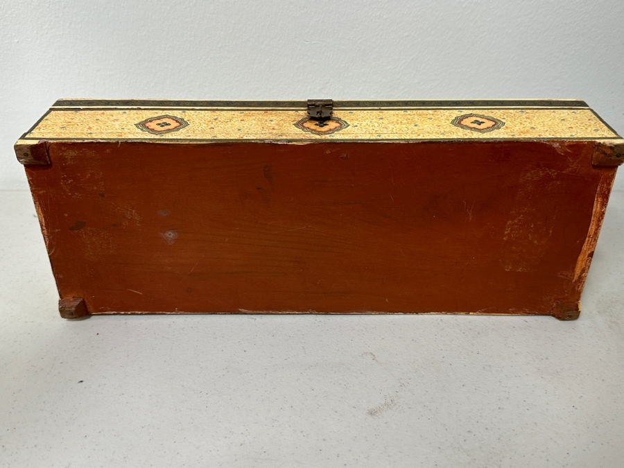 Just Added - Vintage Hand Painted Wooden Box 12W X 4.5D X 3H [Photo 7]