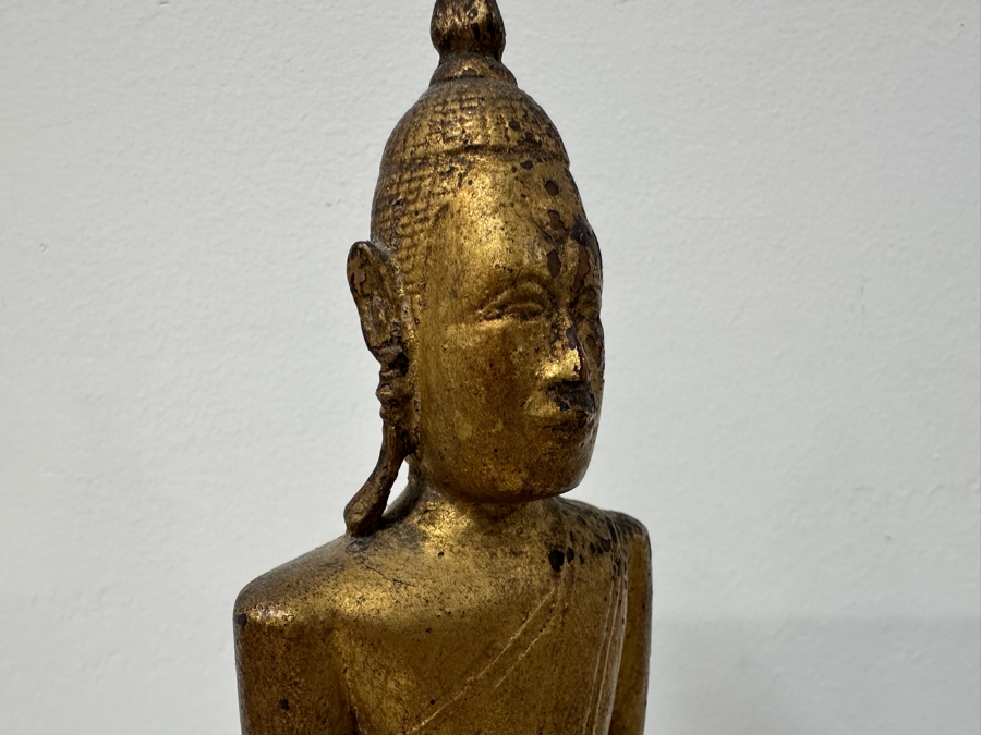 Antique Gilt Wooden Thai Buddha Statue 7W X 15H [Photo 18]