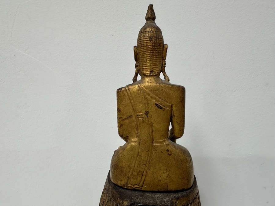 Antique Gilt Wooden Thai Buddha Statue 7W X 15H [Photo 15]