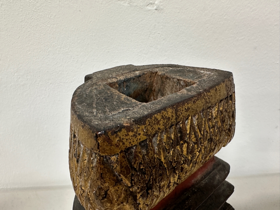 Antique Gilt Wooden Thai Buddha Statue 7W X 15H [Photo 20]