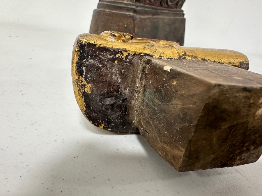 Antique Gilt Wooden Thai Buddha Statue 7W X 15H [Photo 23]