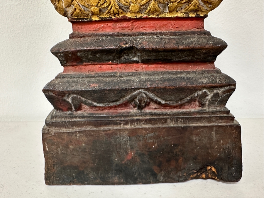Antique Gilt Wooden Thai Buddha Statue 7W X 15H [Photo 9]