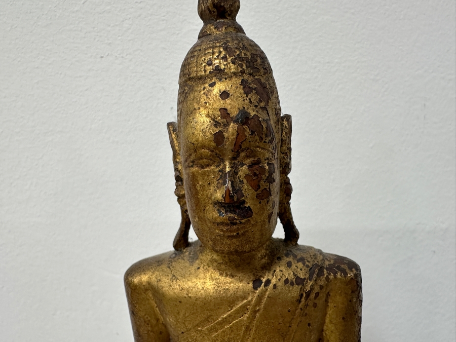 Antique Gilt Wooden Thai Buddha Statue 7W X 15H [Photo 6]