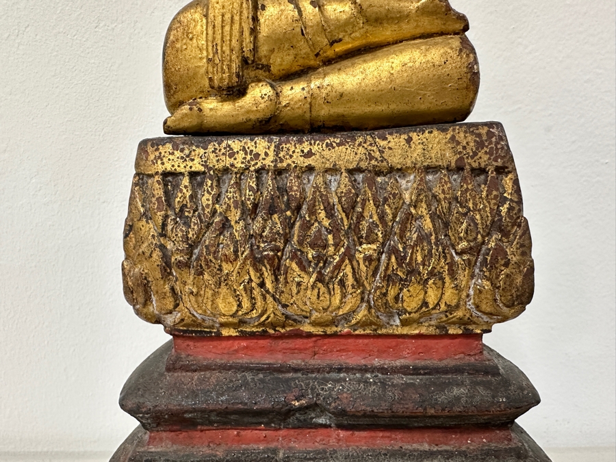 Antique Gilt Wooden Thai Buddha Statue 7W X 15H [Photo 2]