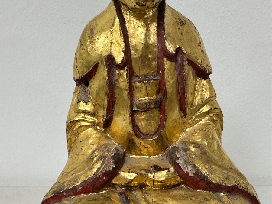 Antique Chinese Giltwood Buddha Statue 7H [Photo 5]