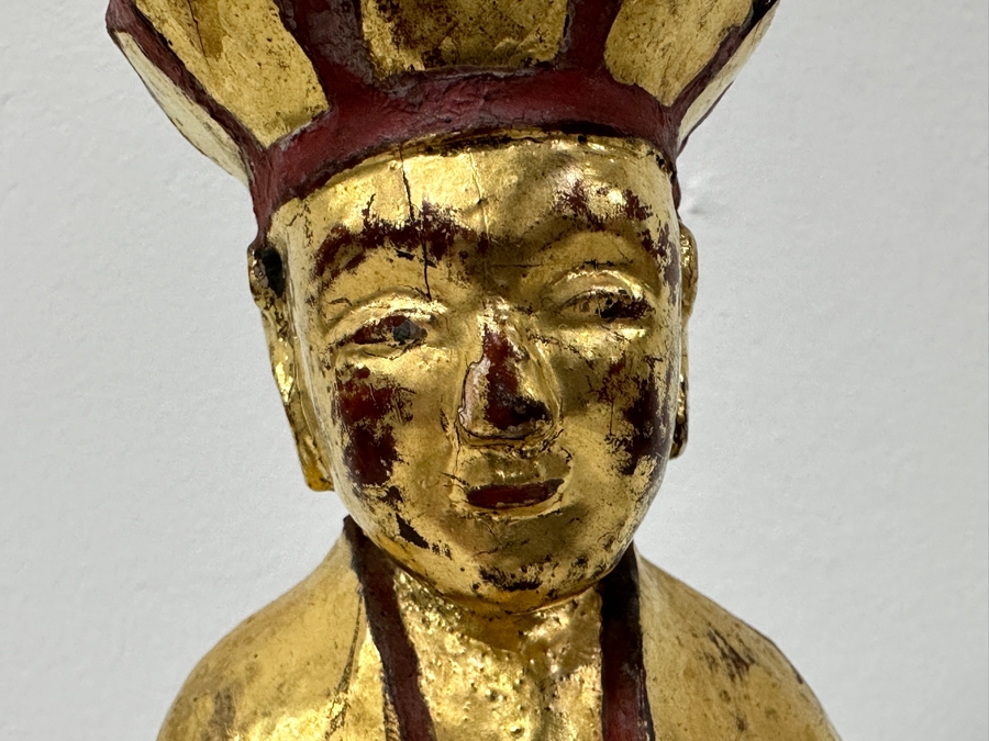 Antique Chinese Giltwood Buddha Statue 7H [Photo 4]