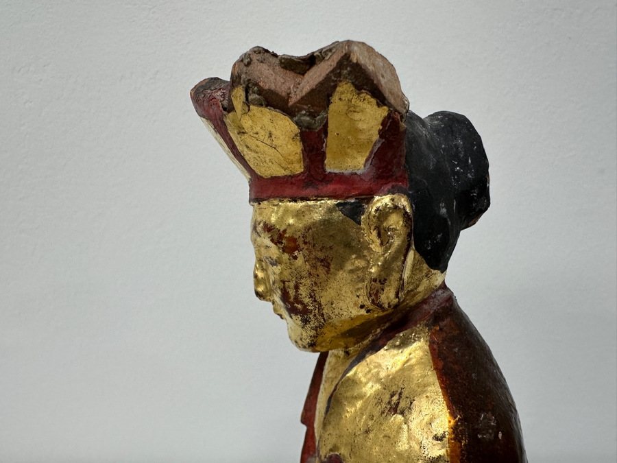 Antique Chinese Giltwood Buddha Statue 7H [Photo 12]