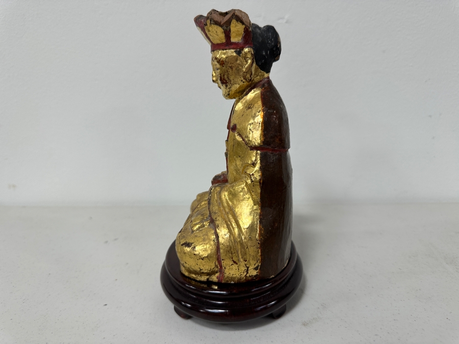 Antique Chinese Giltwood Buddha Statue 7H [Photo 11]