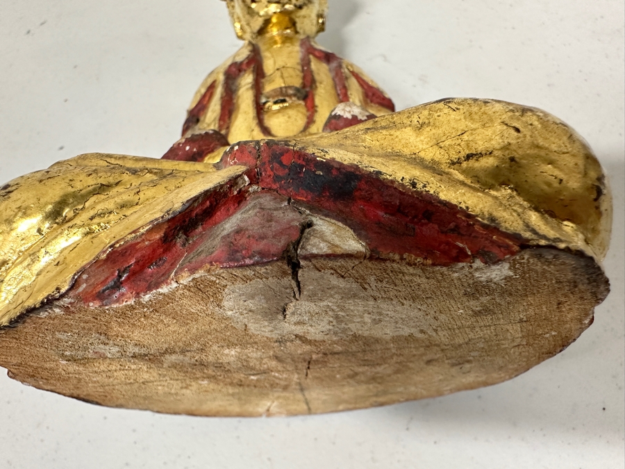 Antique Chinese Giltwood Buddha Statue 7H [Photo 16]