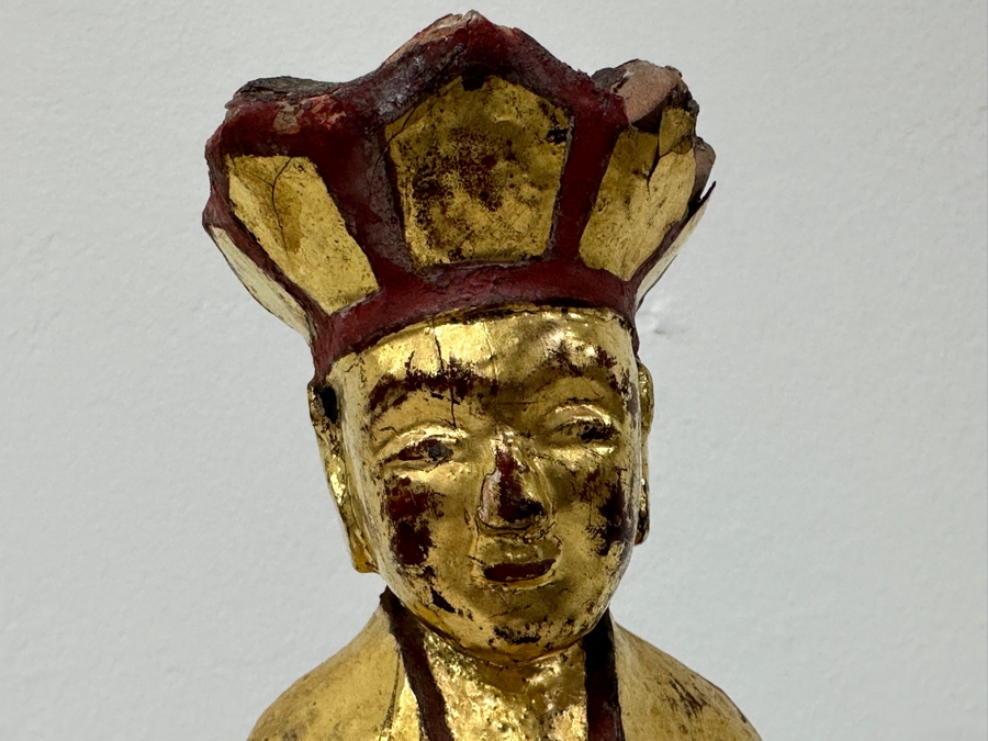 Antique Chinese Giltwood Buddha Statue 7H [Photo 3]