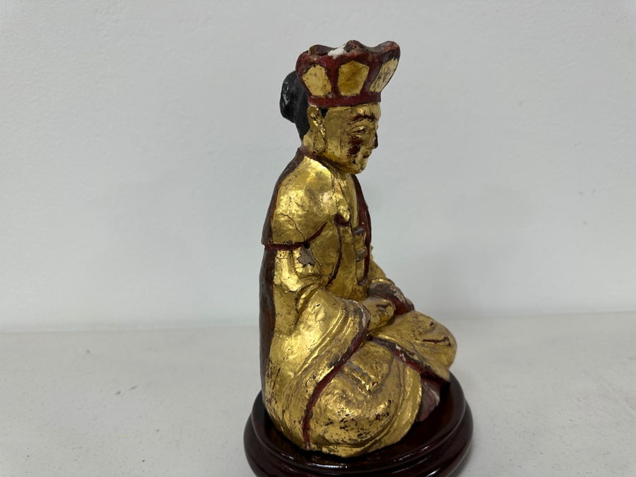 Antique Chinese Giltwood Buddha Statue 7H [Photo 7]