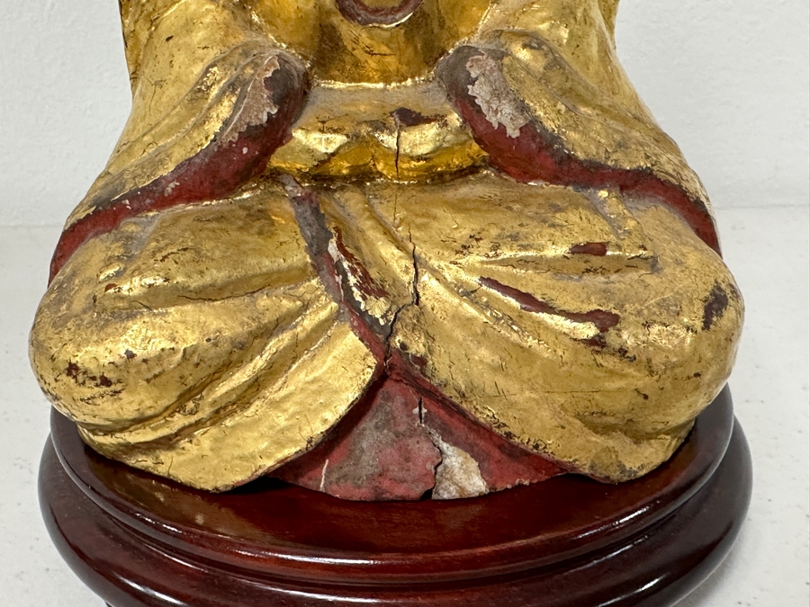 Antique Chinese Giltwood Buddha Statue 7H [Photo 6]
