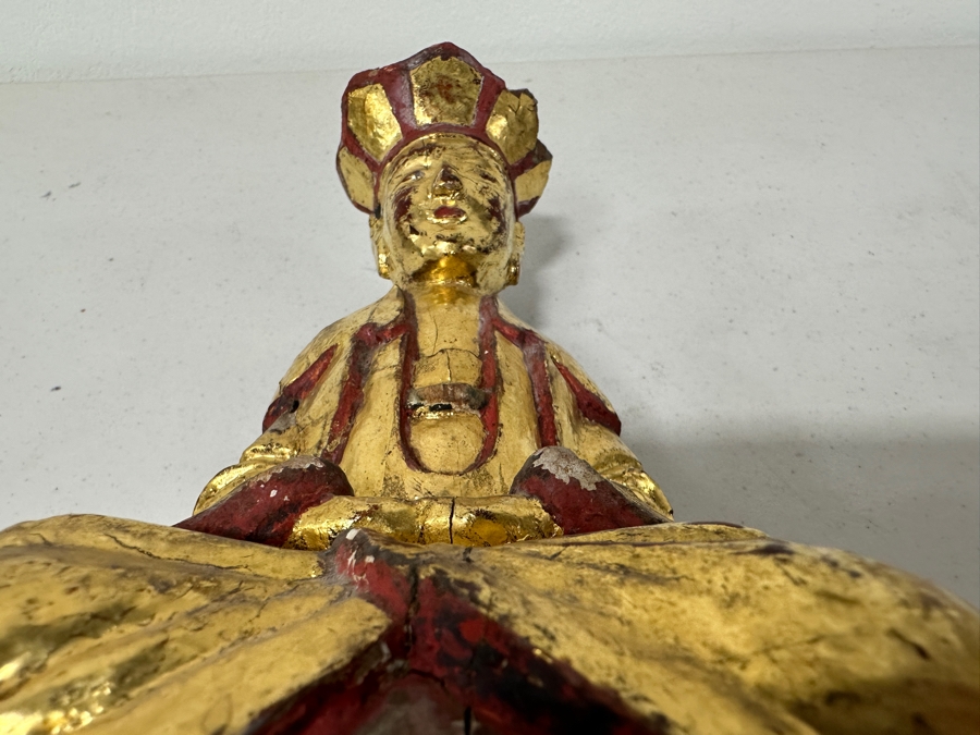 Antique Chinese Giltwood Buddha Statue 7H [Photo 17]