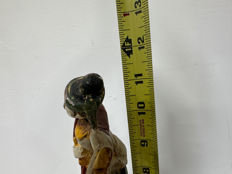 Just Added - Vintage Hand Carved Wooden Polychrome Burmese Statue Depicting A Hunter Riding A Mythical Lion 7.5W X 2.5D X 11.5H [Photo 16]