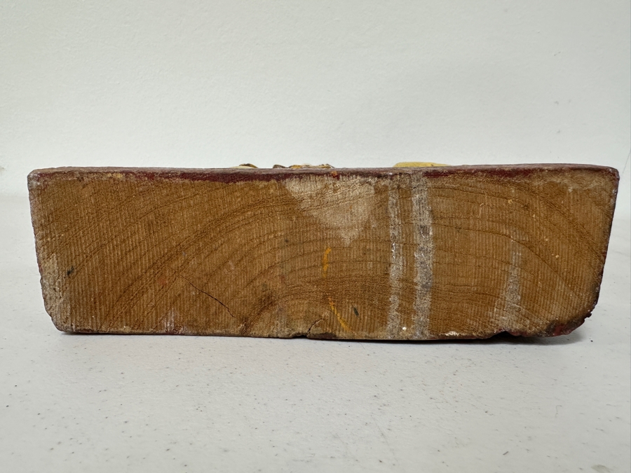 Just Added - Vintage Hand Carved Wooden Polychrome Burmese Statue Depicting A Hunter Riding A Mythical Lion 7.5W X 2.5D X 11.5H [Photo 13]