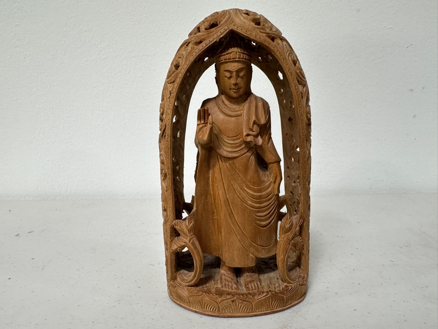 Just Added - Hand Carved Wooden Two-Sided Buddha Statue 6H [Photo 4]