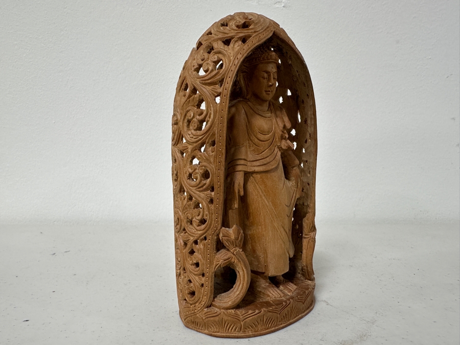 Just Added - Hand Carved Wooden Two-Sided Buddha Statue 6H [Photo 3]
