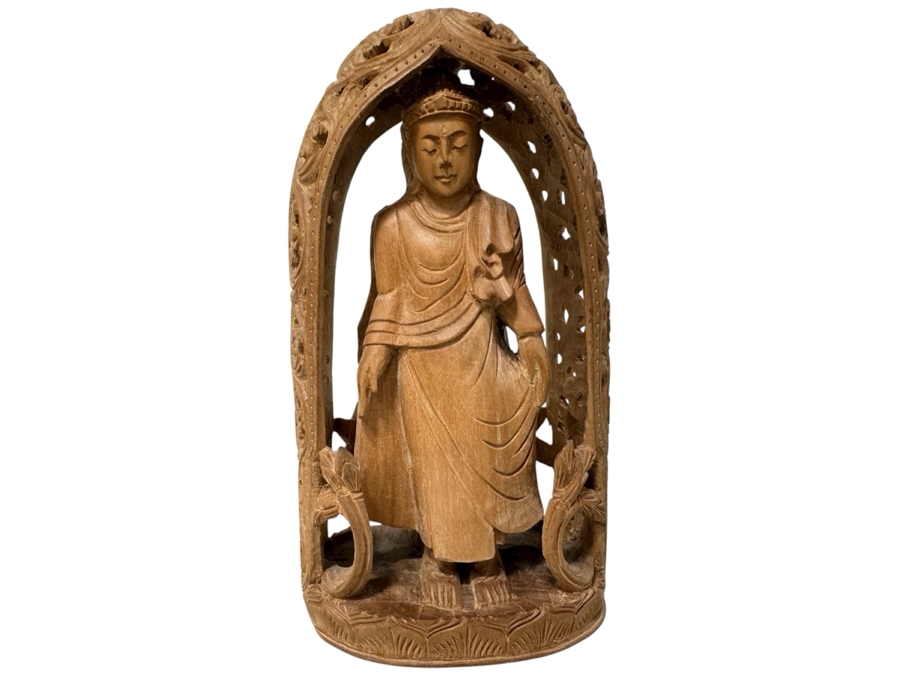 Just Added - Hand Carved Wooden Two-Sided Buddha Statue 6H