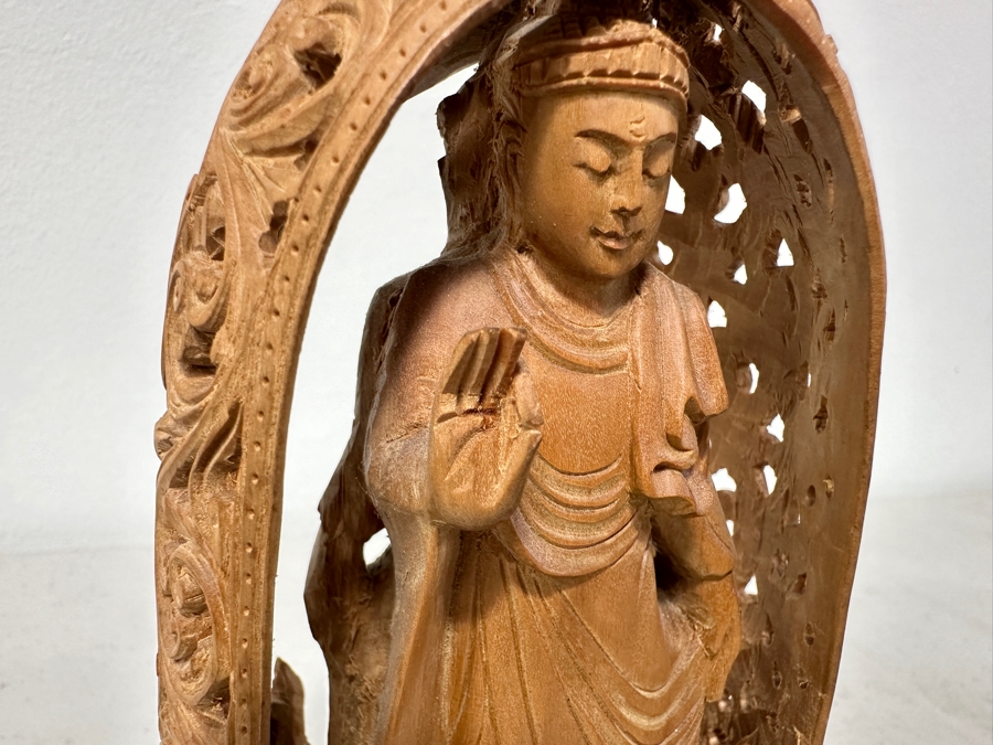 Just Added - Hand Carved Wooden Two-Sided Buddha Statue 6H [Photo 6]