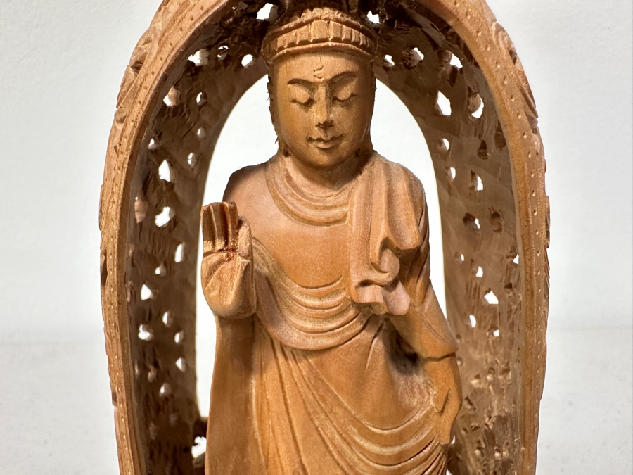 Just Added - Hand Carved Wooden Two-Sided Buddha Statue 6H [Photo 5]
