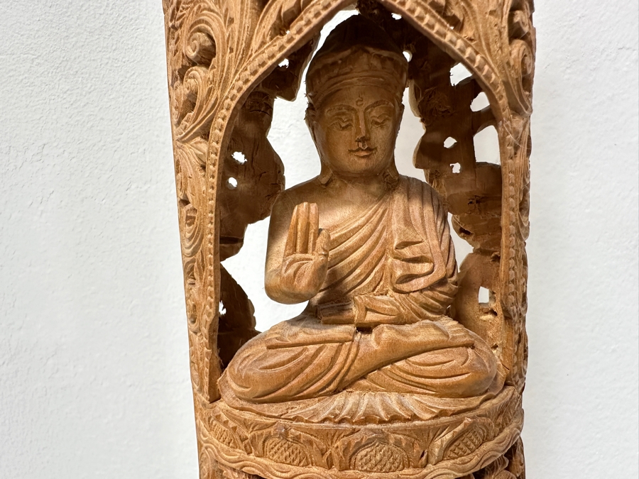 Just Added - Hand Carved Wooden Buddha Statue 15H [Photo 5]
