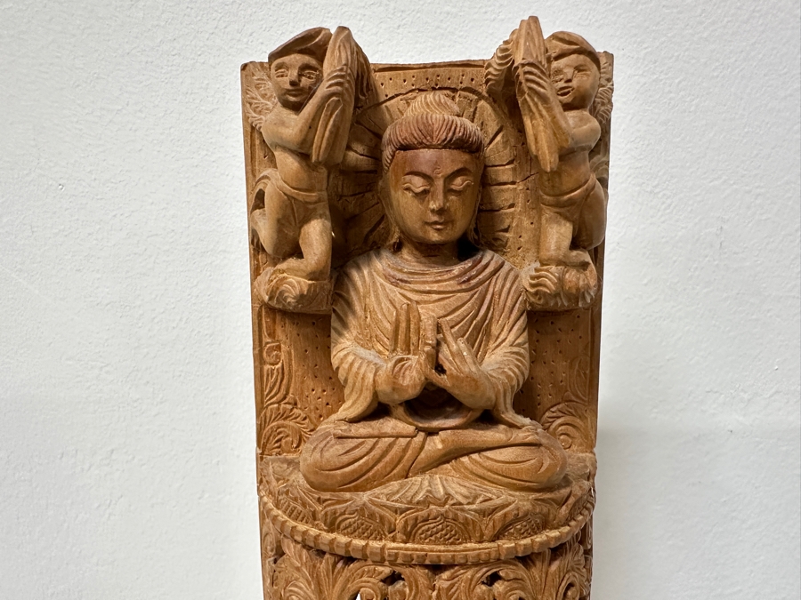 Just Added - Hand Carved Wooden Buddha Statue 15H [Photo 6]