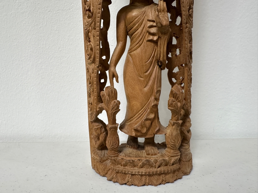 Just Added - Hand Carved Wooden Buddha Statue 15H [Photo 3]