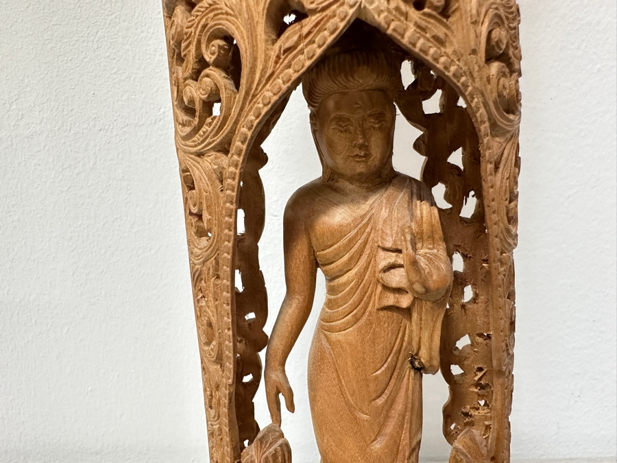 Just Added - Hand Carved Wooden Buddha Statue 15H [Photo 4]