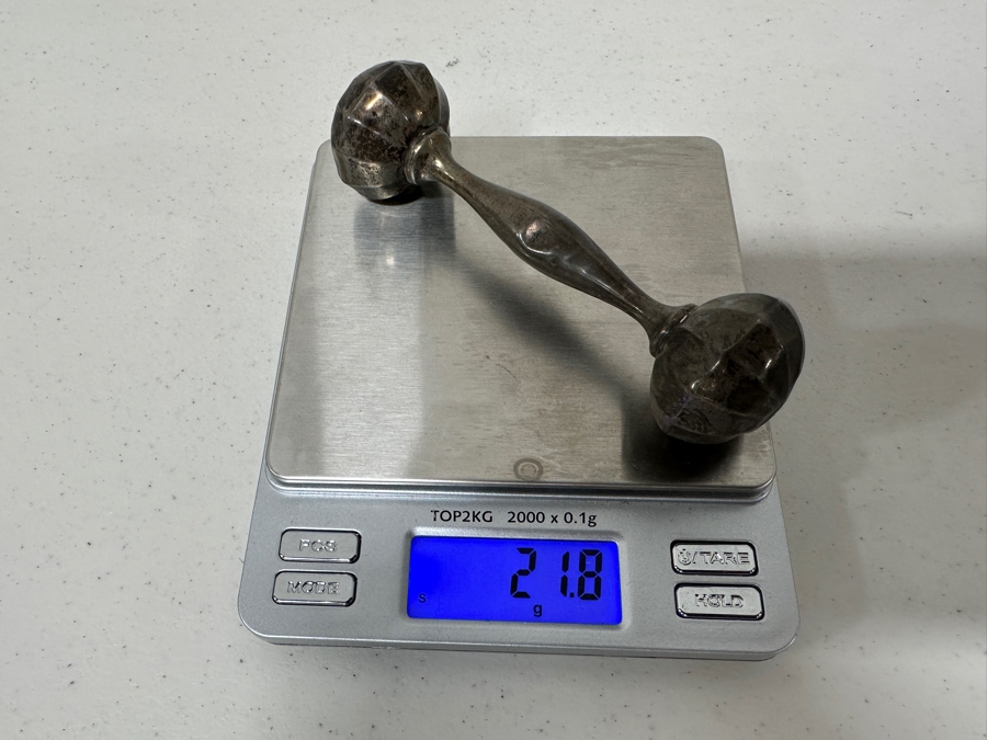 Sterling Silver Baby Rattle 4.25'L 21.8g [Photo 8]
