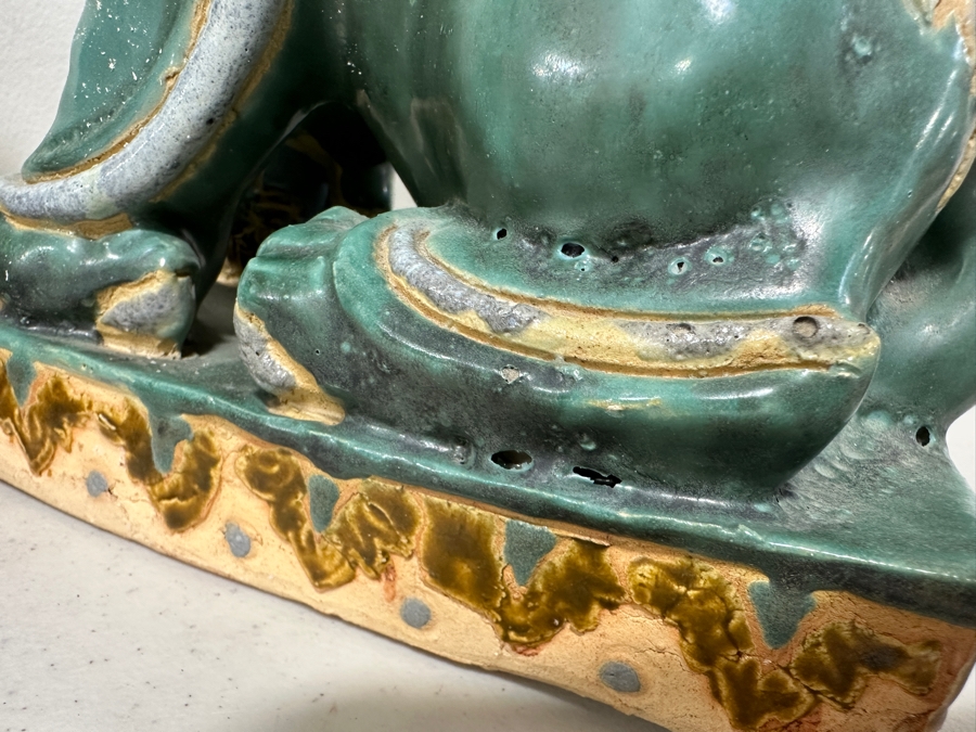 Just Added - Vintage Chinese Hand Painted Ceramic Foo Dogs - See Photos For Damage 7.5W X 5D X 10H [Photo 7]