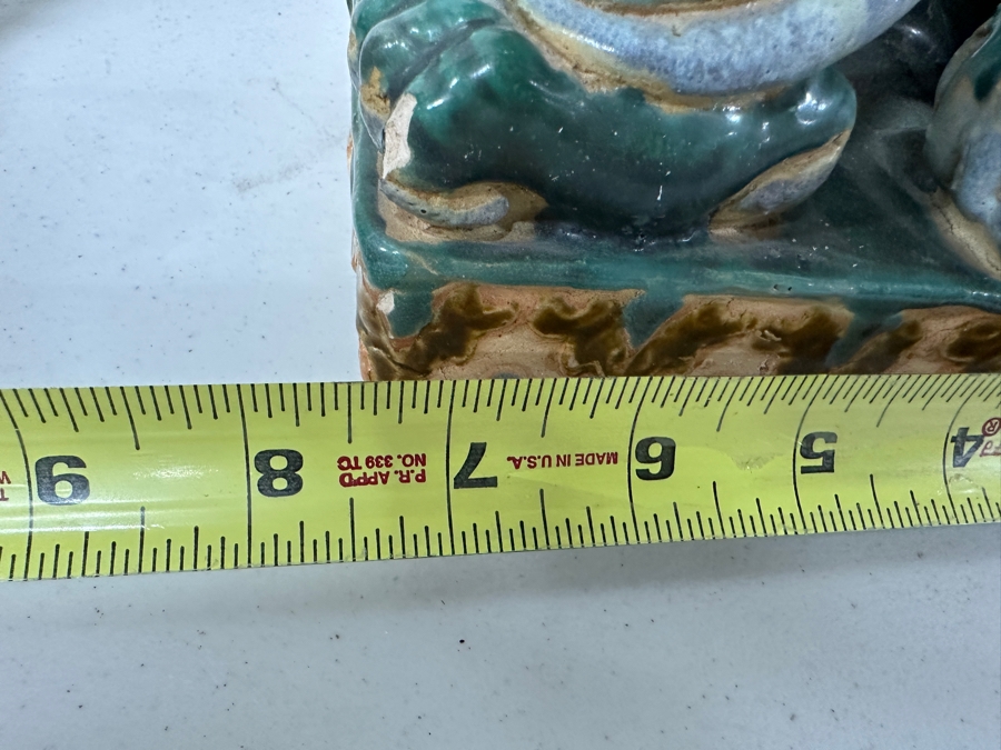 Just Added - Vintage Chinese Hand Painted Ceramic Foo Dogs - See Photos For Damage 7.5W X 5D X 10H [Photo 12]