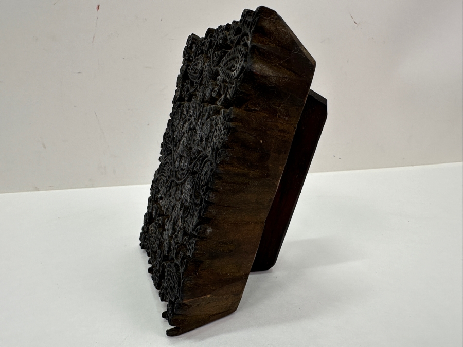 Just Added - Vintage Indian Hand Carved Wooden Printing Block 5 X 4 [Photo 2]