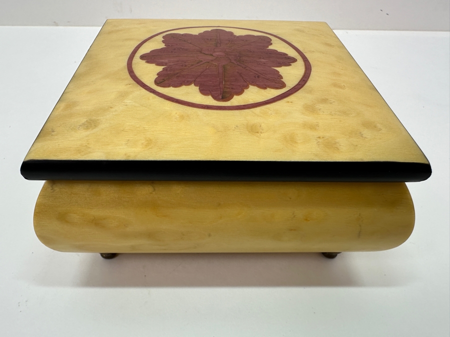 Just Added - Vintage Italian Inlaid Wooden Music Jewelry Box 5W X 5D X 2.5H [Photo 4]