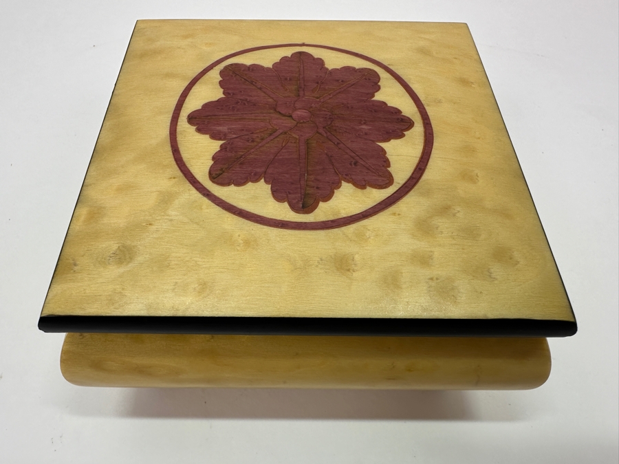Just Added - Vintage Italian Inlaid Wooden Music Jewelry Box 5W X 5D X 2.5H [Photo 2]