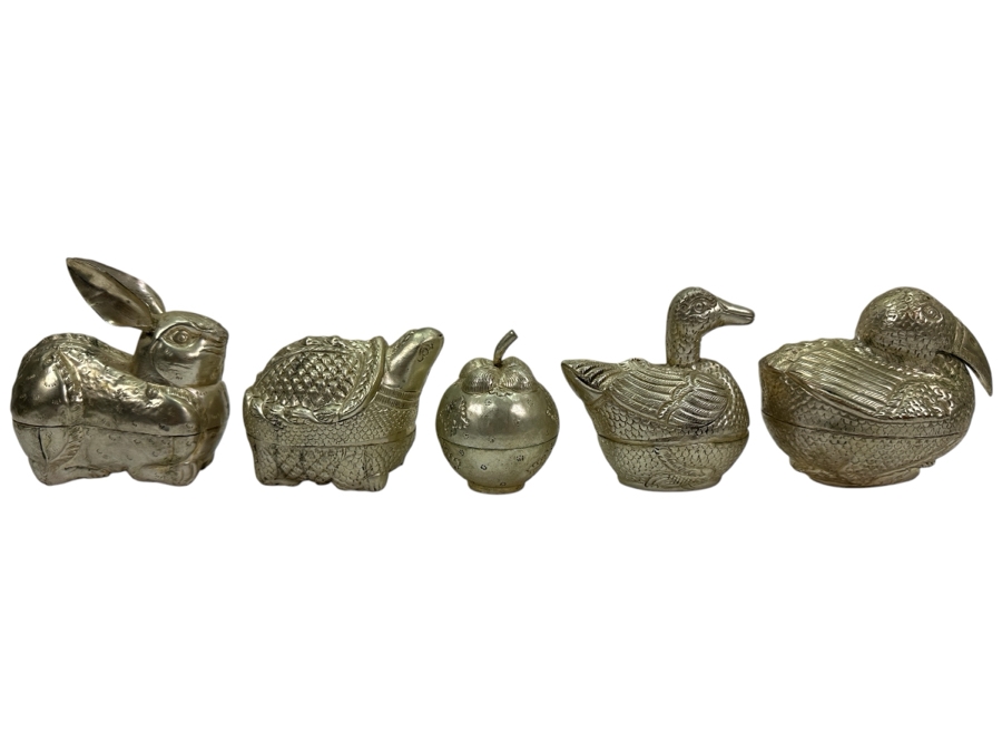Collection of Handcrafted Cambodian Metal Figural Betel Boxes