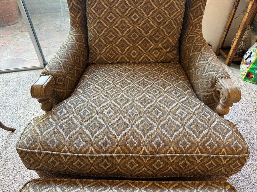 Lexington Upholstered Armchair (32'W x 44'D x 40'H) and Ottoman (28'W x 22'D x 16'H) [Photo 3]